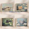 Black Dog Cat In Water Lilies Monet Vintage Funny Classic Painting Poster Canvas Painting Wall Picture Bedroom Living Room Decor