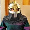 Viking Chainmail Helmet Vandal Medusa Steel and Brass Helmet Hand-Forged Chainmail Armor Medieval Warrior Gift