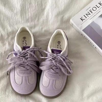 Студенческие фиолетовые нишевые дизайнерские женские студенческие уродливые милые туфли на плоской подошве, ретро повседневная спортивная обувь