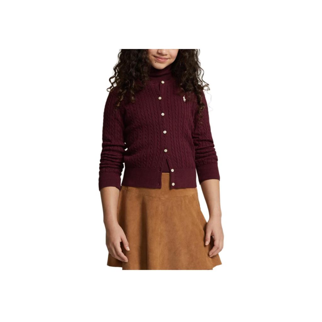 Polo Ralph Lauren Pony Embroidered Cable Knit Button Long Sleeve Sweater Kids Sweater CWPOSWEG6820376-600