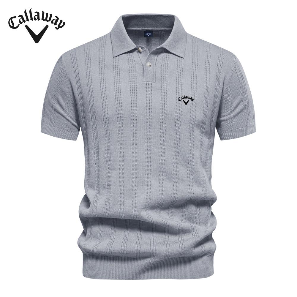 Callaway 2025 Весна/Лето Вышивка Новый Мужской Шерстяной Свитер Поло Вязаная Футболка Короткий Рукав Воротник Мужская Футболка Топ