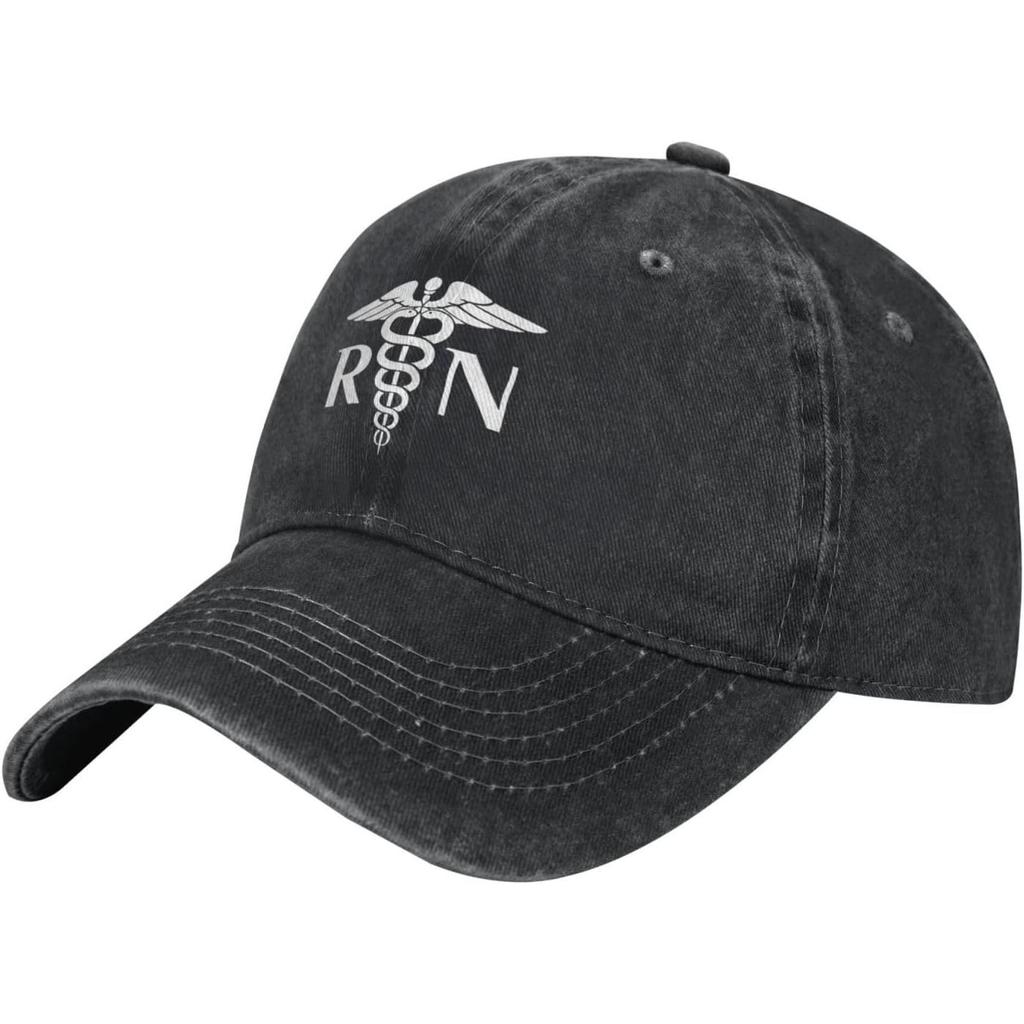 RN Registered Nurse Baseball Cap Washed Denim Low Profile Breathable Adjustable Dad Hat for Adults