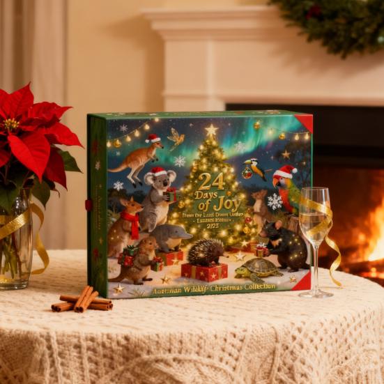 Австралийский Адвент-календарь с дикой природой 24-дневная коробка для обратного отсчета Многофункциональное украшение для семейного веселья и праздничной атмосферы