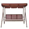3-Seat Patio Swing Chair, Outdoor Patio Swing with Adjustable Canopy, Porch Swing with Armrests, Teslin Fabric and Alloy Steel Frame, for Balcony,