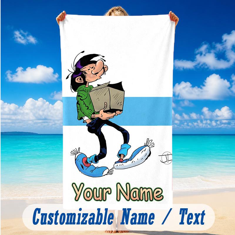 Beach Towel Custom Name Text, Quick Dry Large Towel For Beach HomeGaston Lagaffe