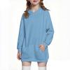 Children's Fashion Solid Color Long Sleeved Hooded Sweatshirt Girls' Mid Length Hoodie Top