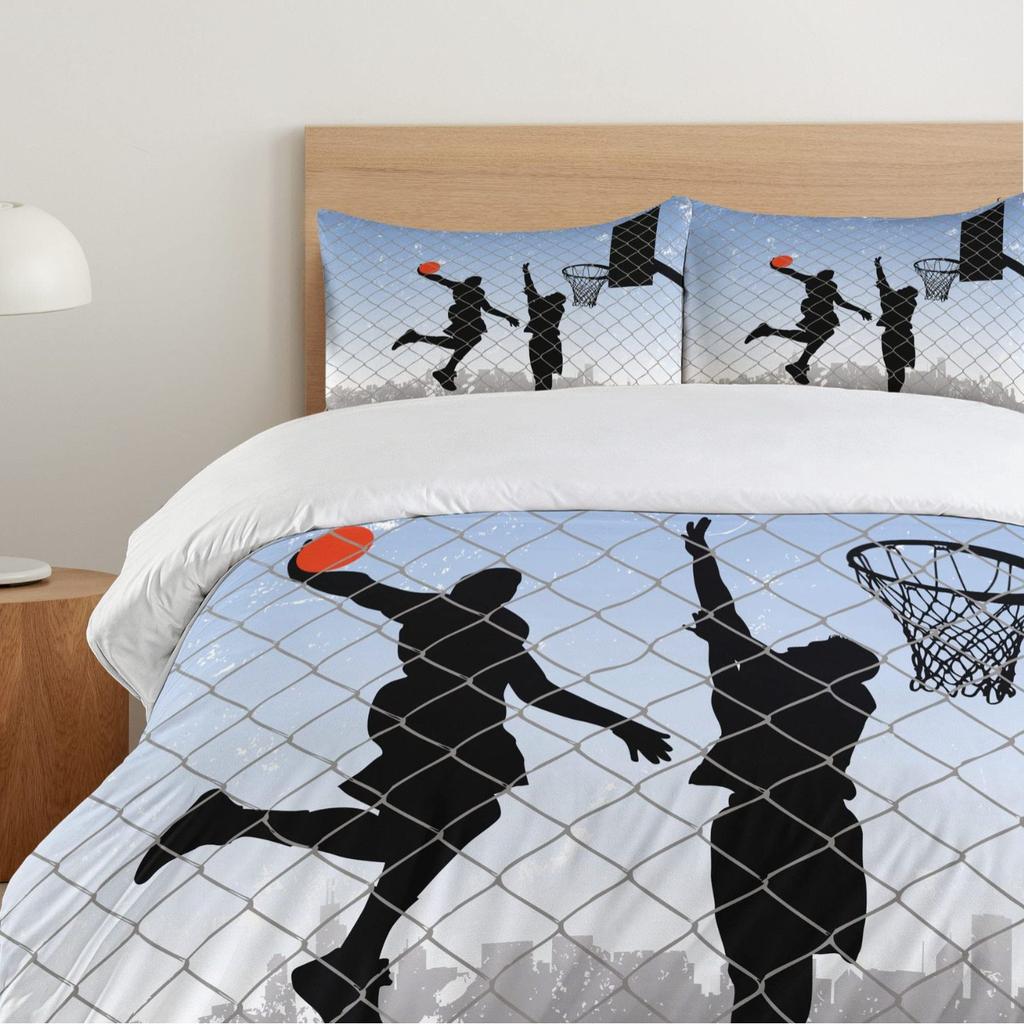 Youth Theme Three-Piece Quilt Cover 3D Digital Printing Bedding Set Basketball Bed Cover