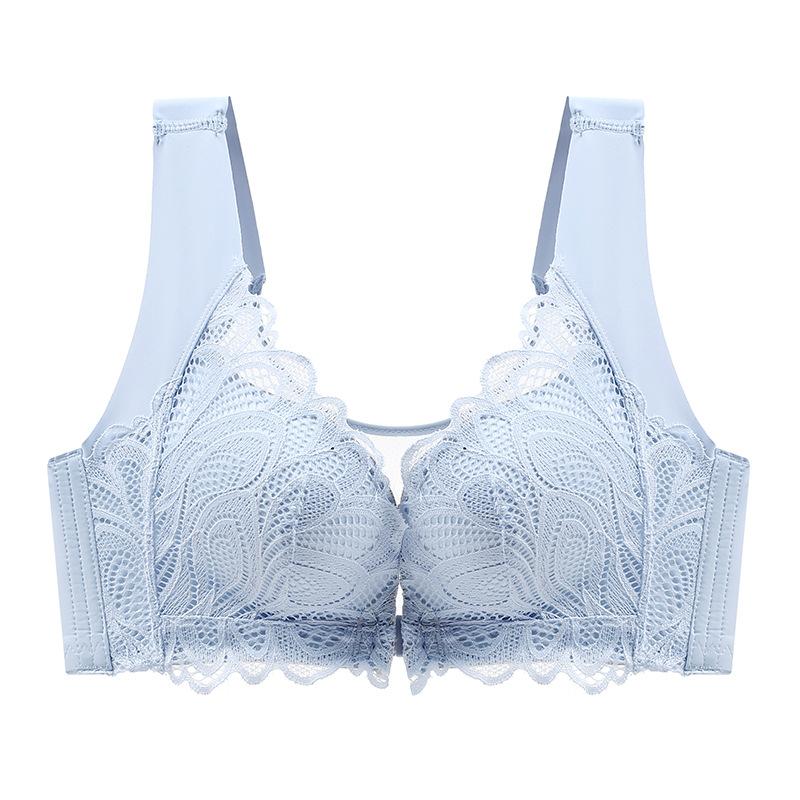 Кружевной бюстгальтер с пряжкой спереди без стального кольца Собранная пряжка спереди Красивая спинка Новый бюстгальтер