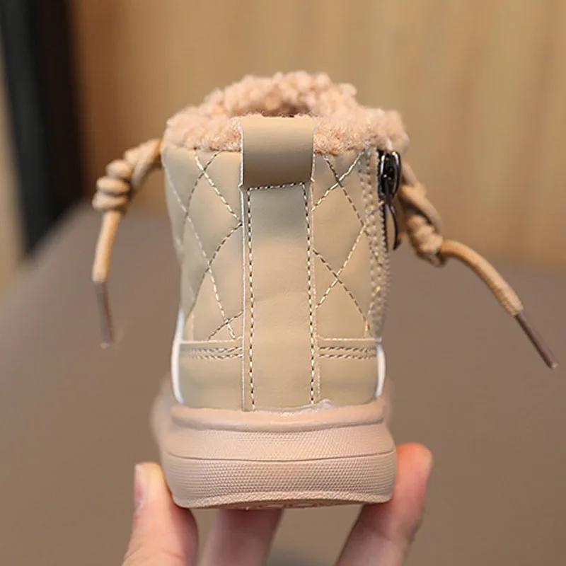 Осенне-зимние детские ботинки, теплые плюшевые ботинки для мальчиков и девочек, модная детская повседневная обувь, ботинки для мальчиков и девочек для детей