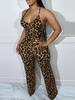 Women's Sexy Leopard Print Skinny Nightclub Jumpsuit Spaghetti-Neck Yoga Clothes Fitness Coverall Female Club Outfits