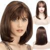 Synthetic Short Women's Bob Wig with Inclinde Bangs Natural Straight Brown Hair Daily Cosplay Halloween Heat Resistant
