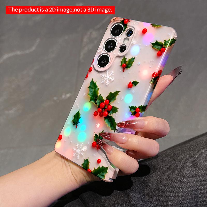 2DFlat Samsung phone case Holly Berries & Snowflakes Holiday Phone Case Applicable to Galaxy S22 S23 S24 S25ULTRA S26 A12 A13 A14 A15 A16