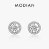 925 Sterling Silver Circle With Sparkling Stars Clear CZ Sutd Earrings For Women Charm Wedding Fine Jewelry Bijoux