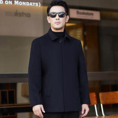 Кашемировое короткое пальто для мужчин, элитная одежда для пап среднего и пожилого возраста, шерстяной пиджак с большими лацканами, пальто на пуговицах