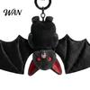 Bat Keychain Pendant Plush Black Gothic Transformable Key Ring Soft Backpack Bag Purse Charm Halloween Gift for Lovers