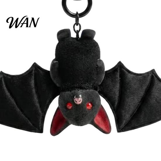 Bat Keychain Pendant Plush Black Gothic Transformable Key Ring Soft Backpack Bag Purse Charm Halloween Gift for Lovers