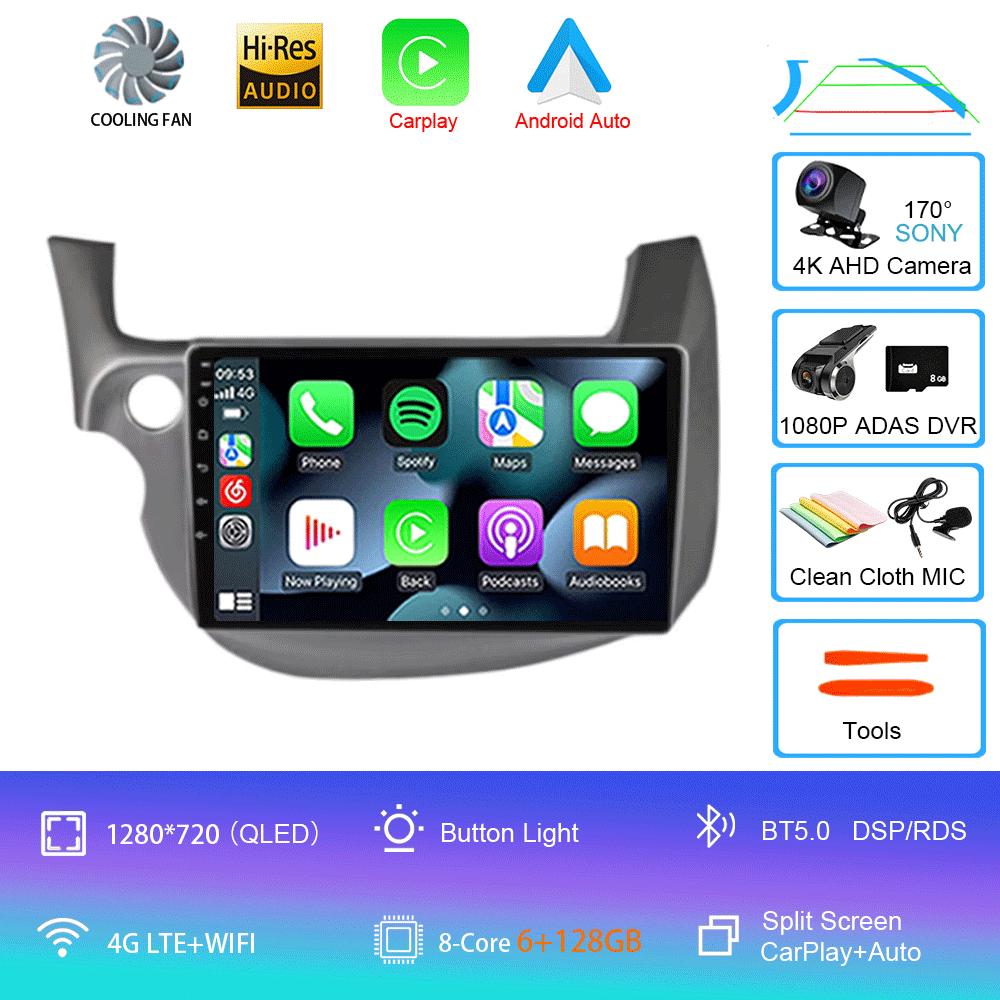 Android14 video Player Car Stereo Radio Multimedia Wireless Carplay Android Auto For HONDA FIT JAZZ 2008 - 2013 AUto GPS WIFI+4G