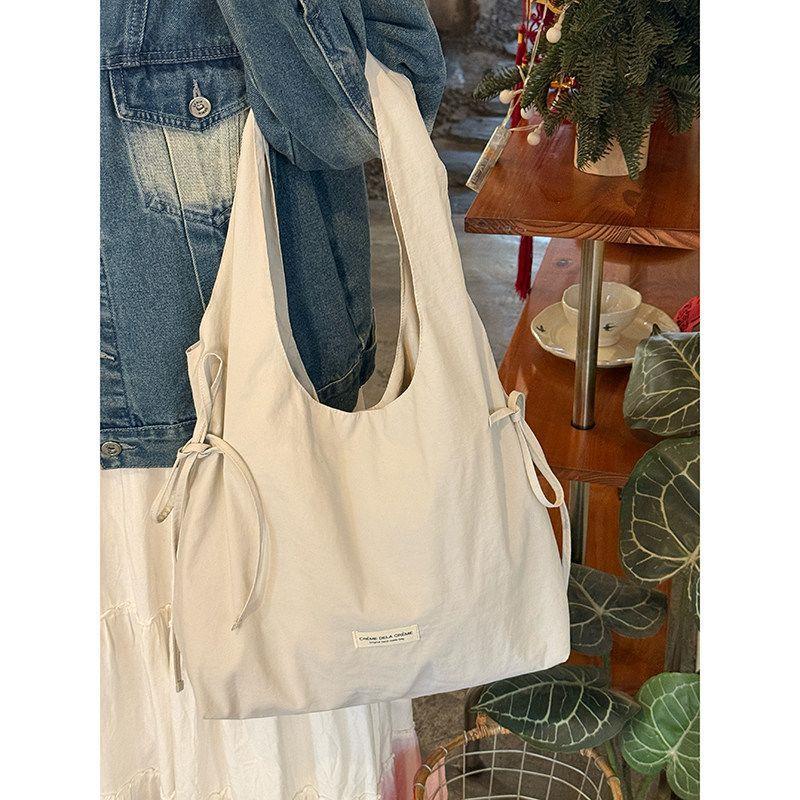 Женская Стильная Сумка-тоут Большой Вместимости на Шнуровке с Бантом на Плече и Подмышечным Ремешком, Сумка без Спинки, Сумка в Стиле Жилета