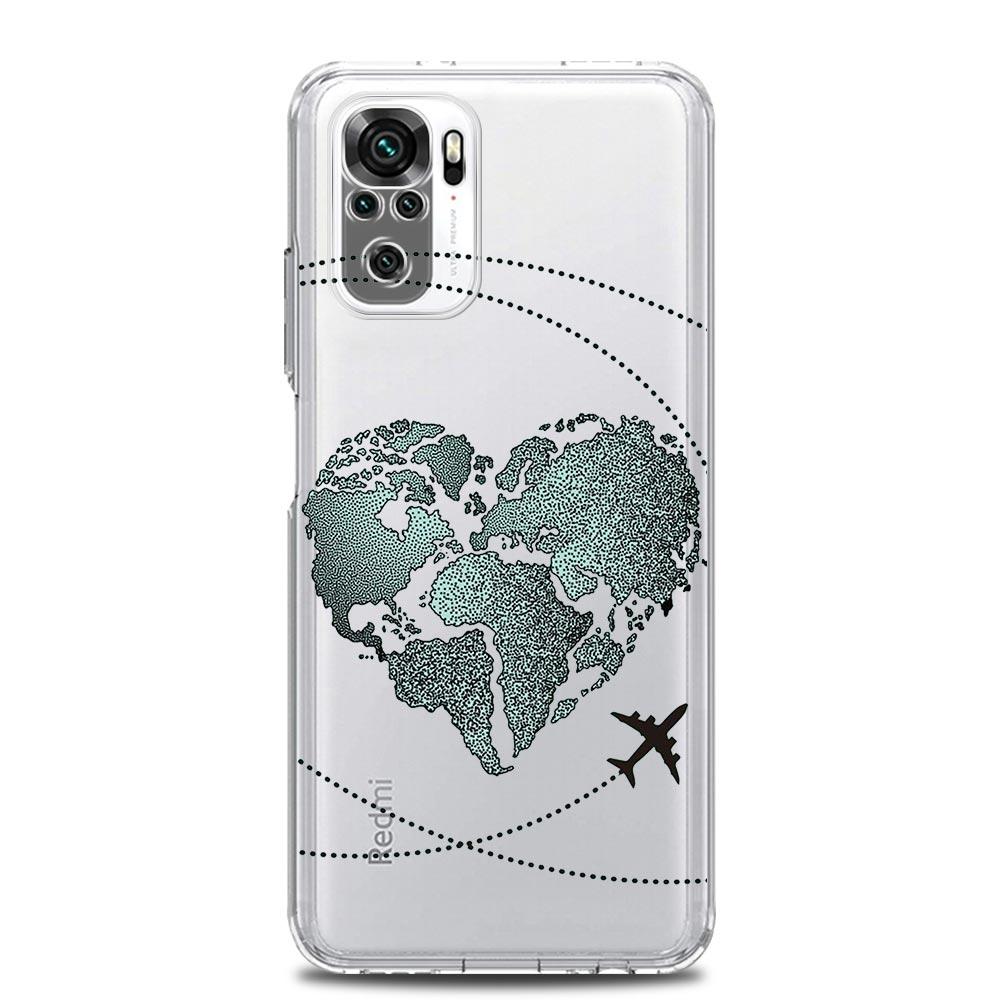 Модный Чехол для Телефона с Картой Мира и Самолетами для Xiaomi Redmi Note 12 5G 9S 9 8 10 11 Pro Plus 4G 9T 8T 10C 9C 9A 7 Прозрачный Чехол