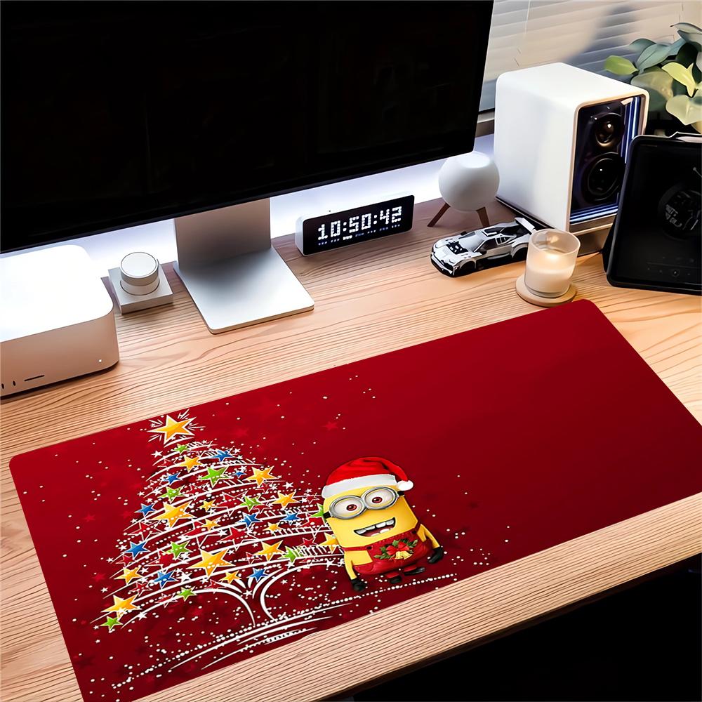 Christmas Minion Celebration Large Gaming Mouse Pad Nonslip Rubber Base Waterproof Desk Mat For Office Pc Laptop