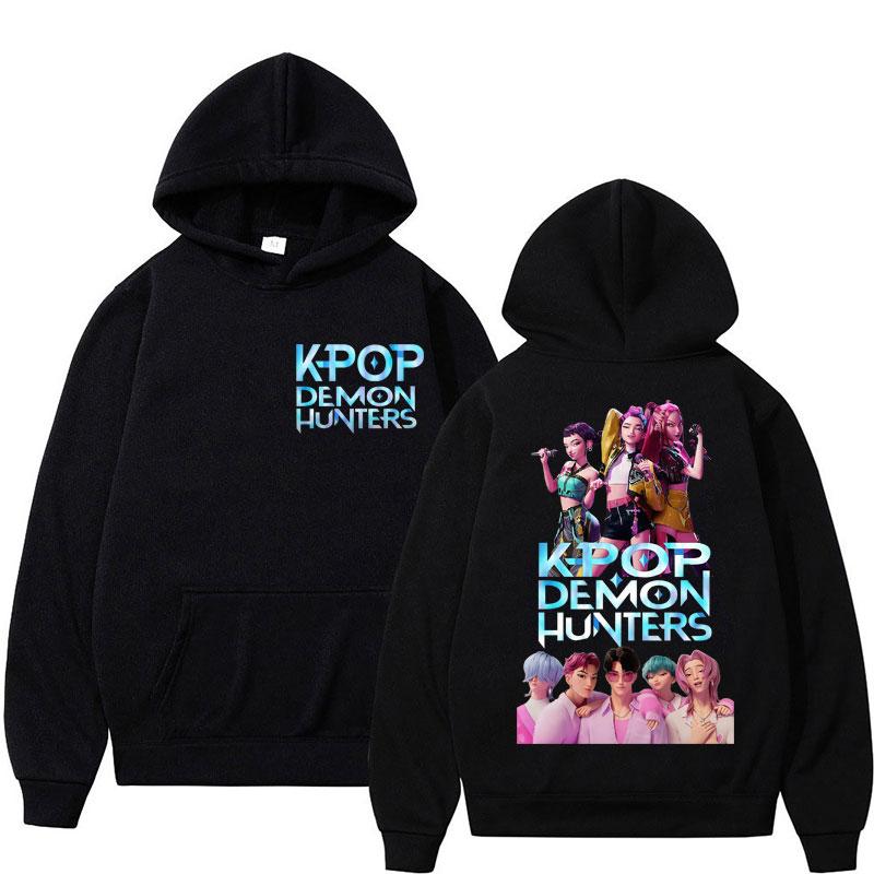 KPop Аниме Охотники на демонов Руми Мира Зои Саджа Парни Худи Мужские Женские Мода Оверсайз Толстовка Флис Теплый Повседневный Длинный рукав