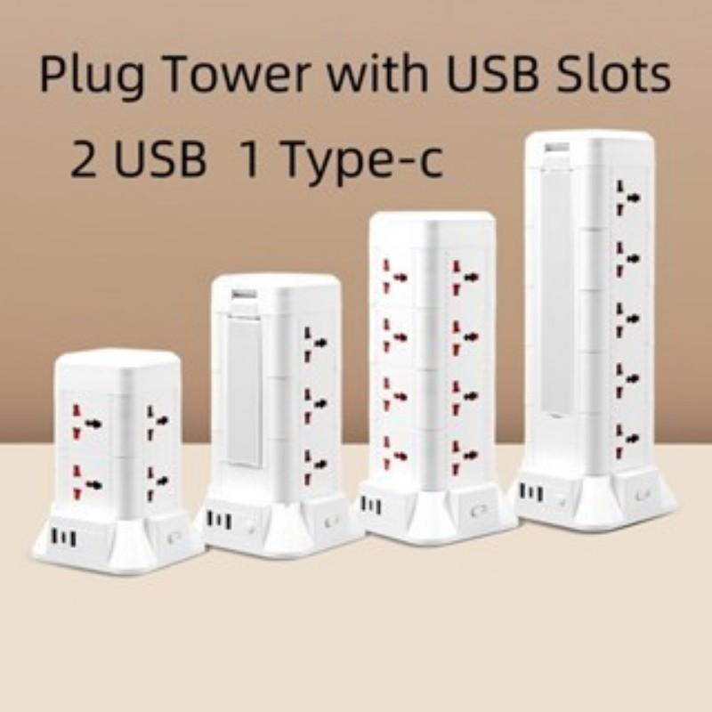 2/3-слойная башня-сетевой фильтр, розетка питания, автоматический выключатель перегрузки, плата с розетками, шнур питания 2/3/5 м с несколькими вилками