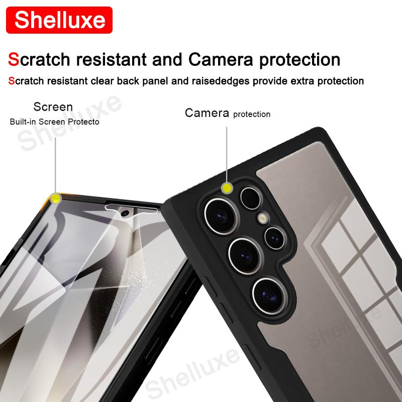 360 Полная защита корпуса Прозрачный чехол Shelluxe для Samsung Galaxy S25 S24 S23 Ultra S22 Plus S21 FE Силиконовая двусторонняя крышка