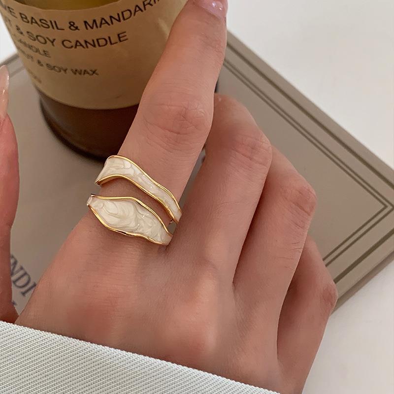 Gold Color Opening Rings Women Luxury Irregular Adjustable Finger Ring Trendy Wedding Jewelry Gift