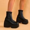 Ankle Wedges Modern Boots Spring/Autumn Slip-on Ladies Shoes  High Quality Round Toe Super-high Heel Sewing Women's Boots