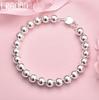 925 Sterling Silver 8mm Round Bead Chain Bracelet Fashion Wedding Jewelry