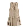Женское плиссированное полосатое платье-жилет в европейском и американском стиле, осень 2024