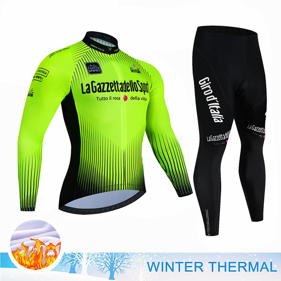 Тур по Италии Зимний Велосипедный Комплект Термофлис Велосипедный Комплект Одежда для Велосипеда МТБ Ciclismo Велосипедный Комплект Спортивная Велосипедная Одежда