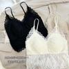 Sexy lace suspender bra inner and outer wear one-piece fixed cup gathering rear cross backless underwear women