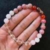 Розовый натуральный камень, клубничный агат, браслет из бисера, 8 мм, гранат, женский текстурный браслет, ювелирные изделия на день Святого Валентина, аксессуары, подарок