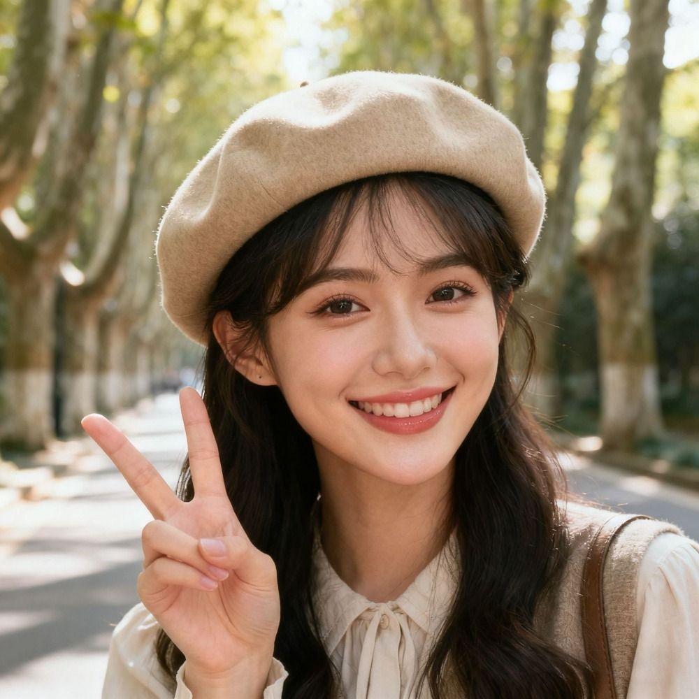 Warm Women Wool Beret Elastic Artistic Hat Elegant Painter Cap Autumn