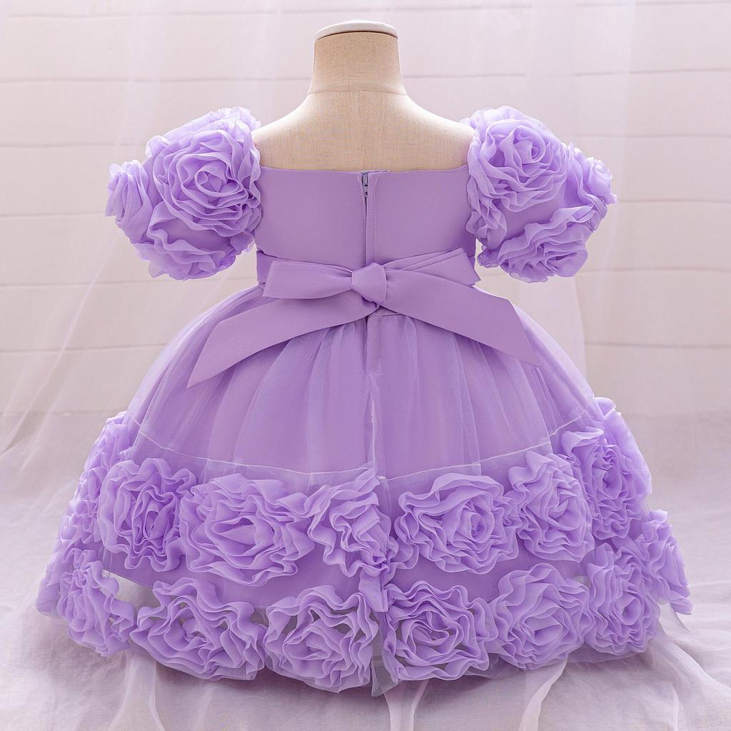 Baby Girl Sequin Flower Dresses Christmas Wedding Lace 1st Birthday Party Dress for Kids Toddler Children Formal Evening Costume