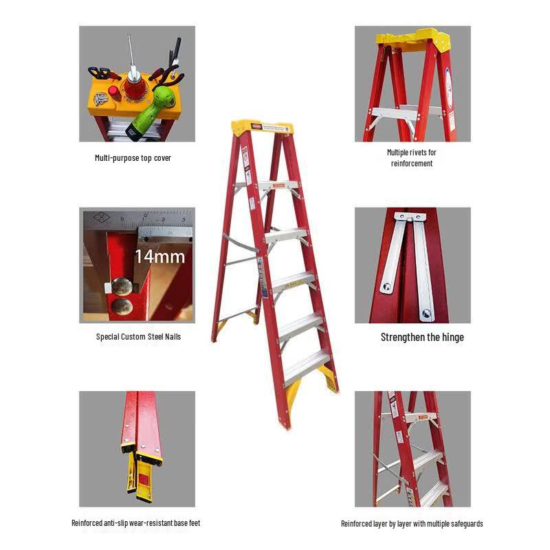 JIAZHANLI Insulated Fiberglass Folding A-Frame Ladder