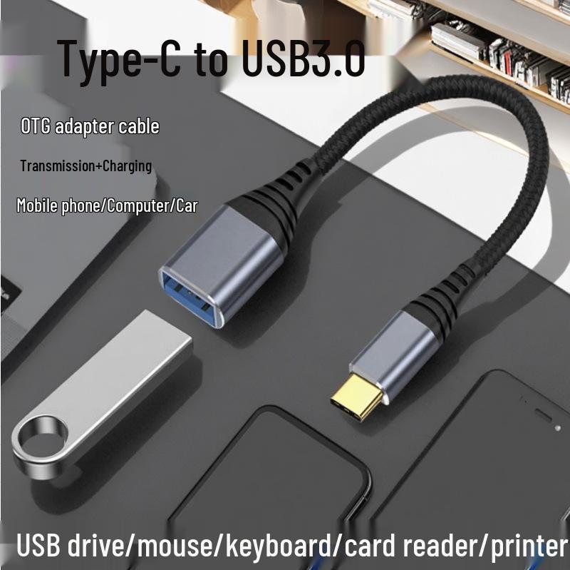 Высокоскоростной OTG-адаптер-кабель Type-C на USB 3.0 для подключения к мобильному телефону, мыши и бортовому компьютеру автомобиля