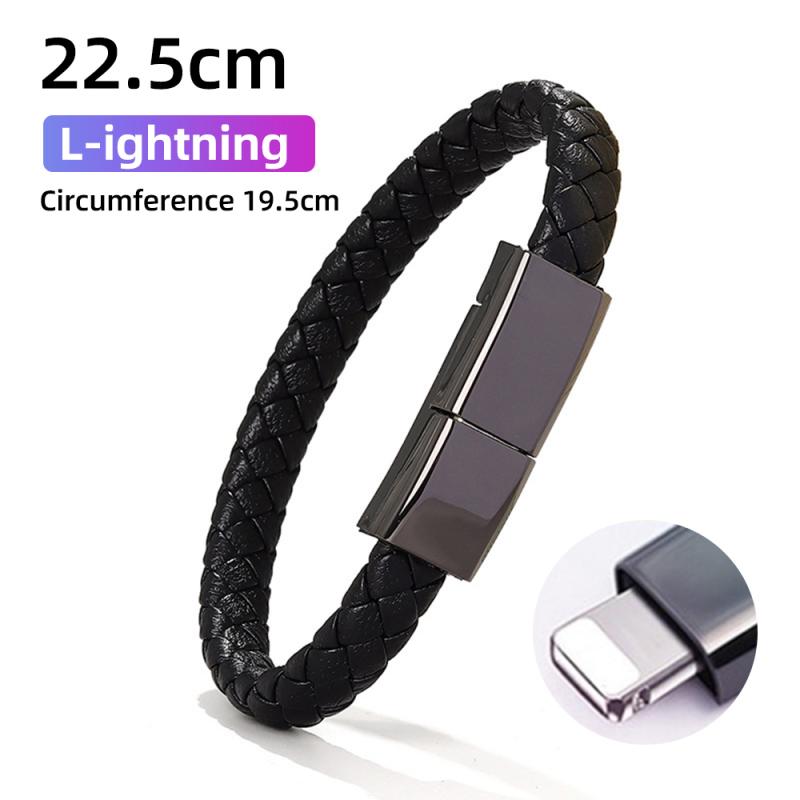 USB-браслет Кожаный Кабель для зарядки Fonken Тип C micro USB Lightning Дата-зарядный шнур Для iPhone Samsung Huwei Xiaomi Кабель