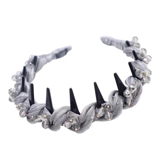 Women Headband Faux Crystal Decor Twist Cloth Hair Hoop Bright Color Lightweight Versatile Headband Hair Accessory