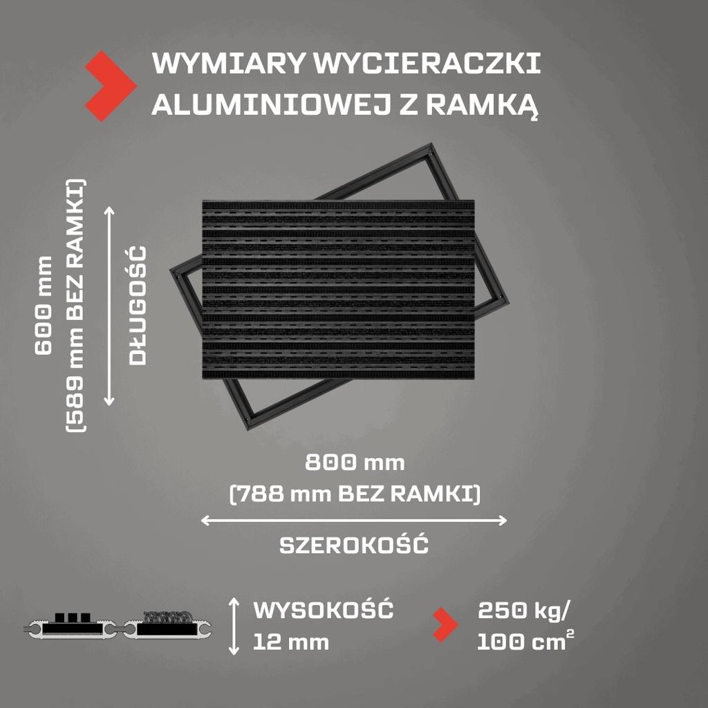 Polentex Black Combi Junior Doormat 12 Brush-Grips 80X60 Frame