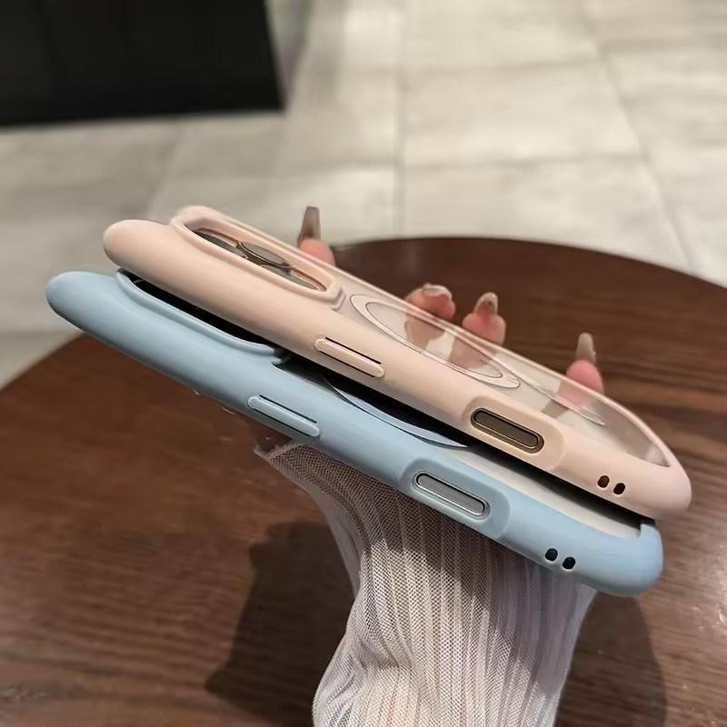 Ins Cute Cat Tail Magsafe Phone Case For iPhone 16 15 14 13 11 12 Pro Max Cat Ear Bumper Transparent Shockproof Hard PC Cover