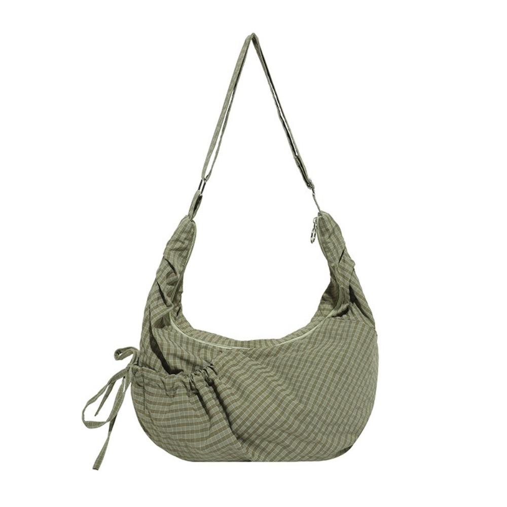 Lightweight Pleated Shoulder Bag Korean Style Canvas Dumpling Bag Ladies/Girls