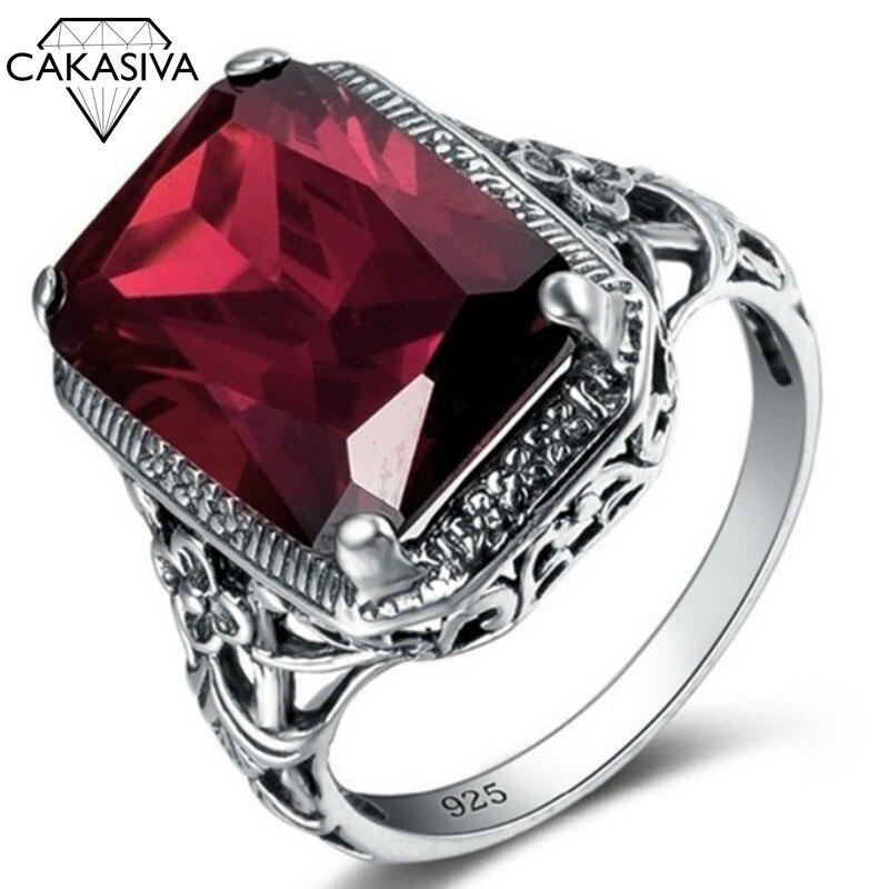 Women 'S Vintage 925 Sterling Silver Ruby Ring Engagement Wedding Gift Jewelry Ring Jewelry Wholesale Gemstone Ring