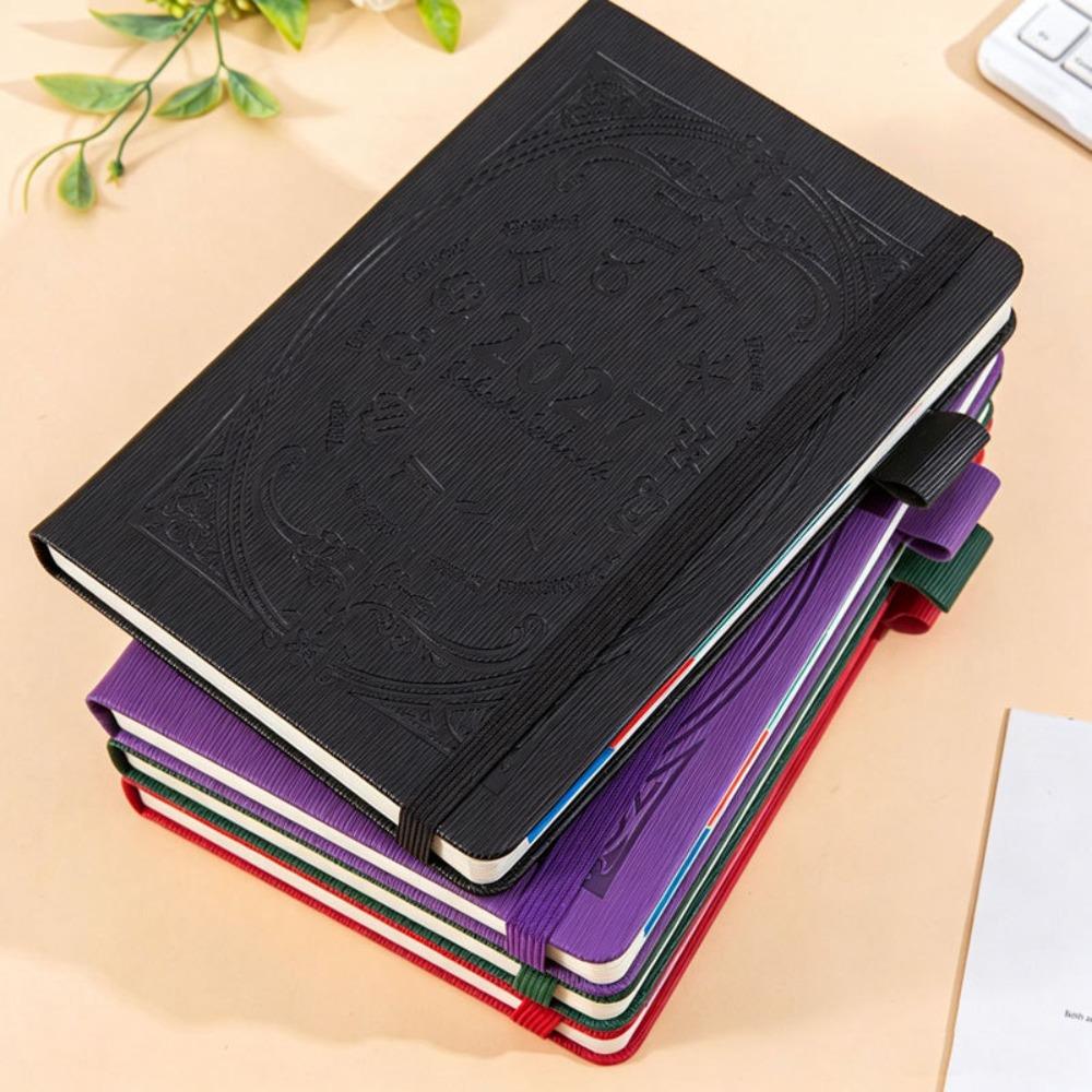 A5 2027 Constellation Pattern Calendar Notebook PU Leather Wear-resistant Schedule Planner Notepad Constellation Cover English