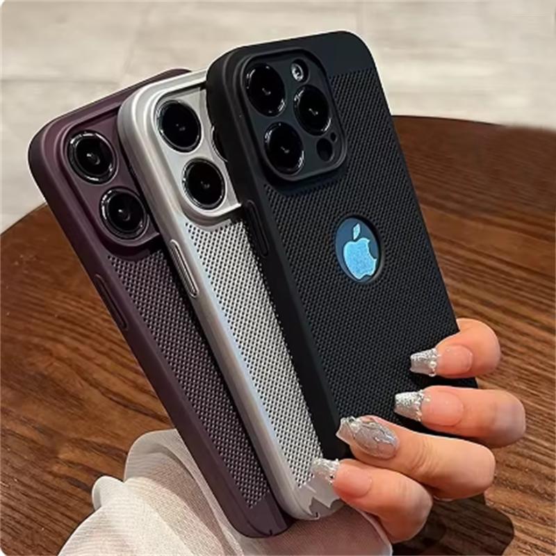 Роскошный чехол для телефона с теплоотводом для iPhone 11 12 13 14 15 Pro Max Plus X XS Max XR Hollow Ultra Thin Single Color Cover