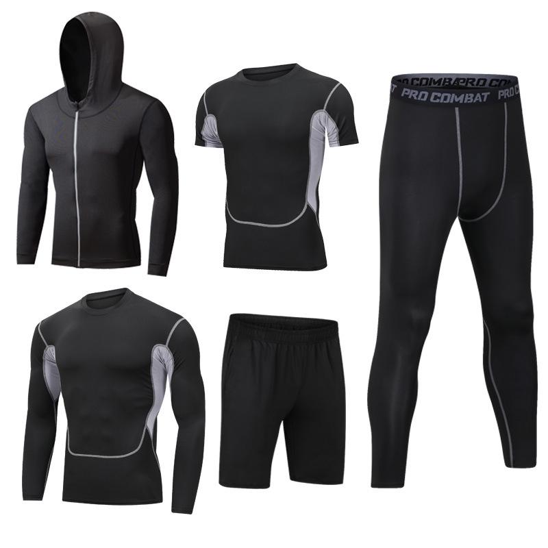 Men's 5-Piece Quick-Dry Sports & Fitness Set: Gym, Running, Basketball - All Seasons