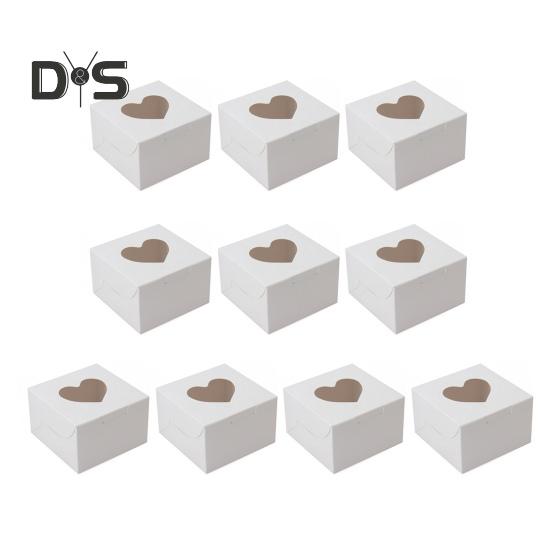 10 шт. прочная упаковочная коробка для выпечки, прочная, практичная, для свадебного торта ко Дню святого Валентина, с окошком в форме сердца