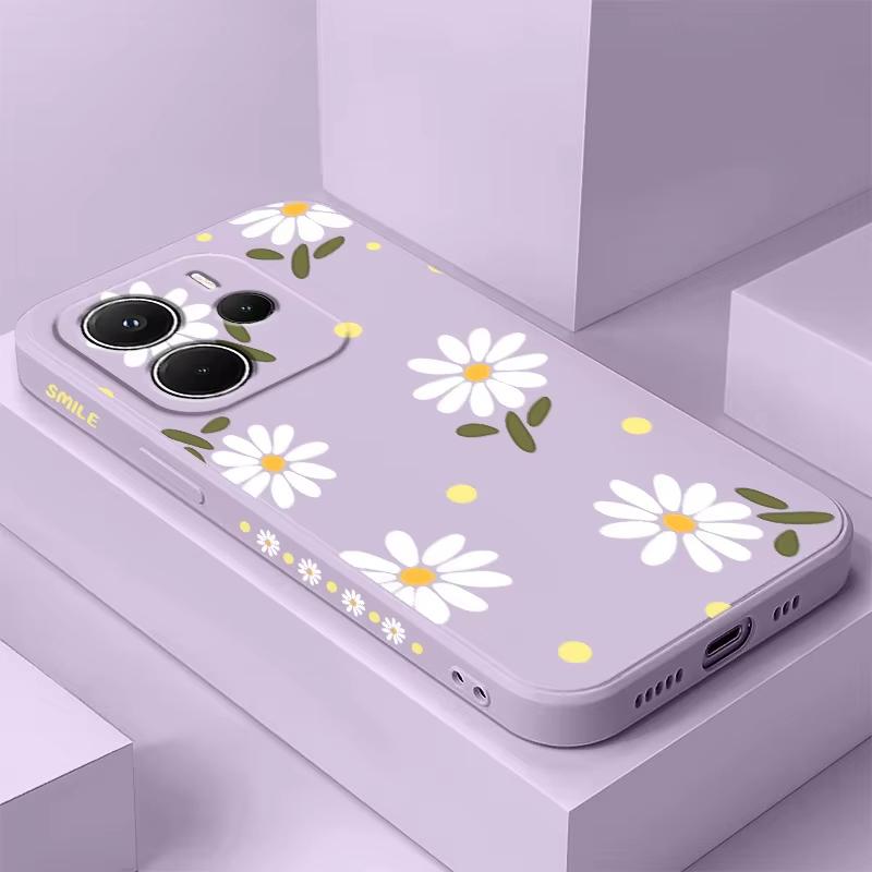 Элегантный чехол-ромашка для Samsung Galaxy A55 A35 A25 A15 5G A24 A23 A22 A32 A52 A52S A71 A72 A51 A05 4G Силиконовая крышка