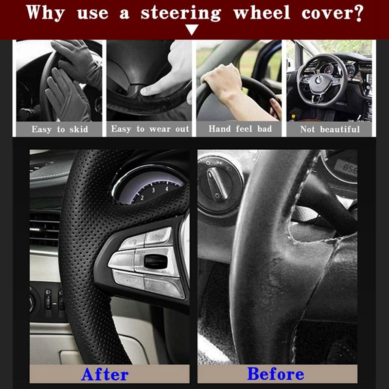 DIY Black Wear-Resistant Faux Leather Car Steering Wheel Cover For Mercedes-Benz Vito III ( W447 ) 2015- Braid